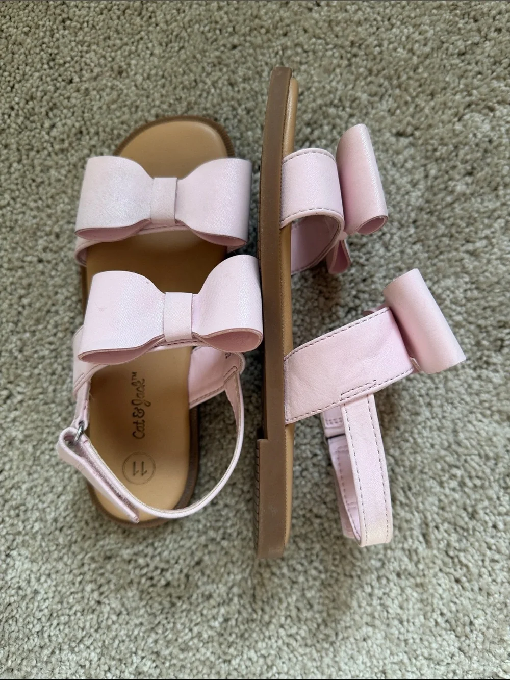 Cat & Jack Light Pink Bow Strap Sandals for Kids